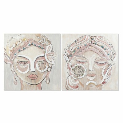 Cadre DKD Home Decor Visage Colonial (90 x 3,7 x 90 cm) (2 Unités)