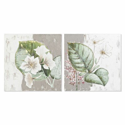 Cadre DKD Home Decor Tropical Feuille d'une plante (80 x 3,5 x 80 cm) (2 Unités)