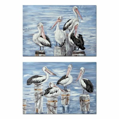 Cadre DKD Home Decor Oiseau méditerranéen (2 Unités) (100 x 3 x 70 cm)
