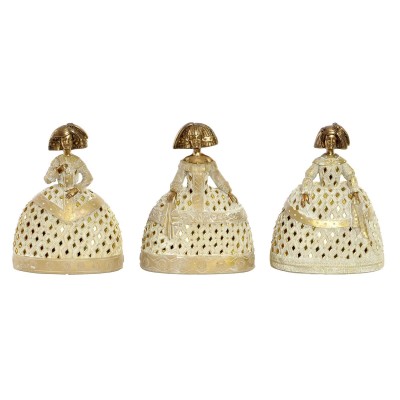 Figurine Décorative DKD Home Decor Miroir Beige Doré Résine Dame Traditionnel (18 x 13 x 23 cm) (3 Unités)