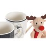 Mug DKD Home Decor Black White Bone China Porcelain (360 ml) (2 Units)