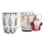 Mug DKD Home Decor Pink Black Bone China Porcelain (360 ml) (2 Units)