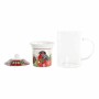 Teacup DKD Home Decor Bird Crystal Porcelain Red (300 ml) (2 Units)