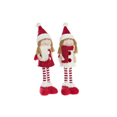 Decorative Figure DKD Home Decor Christmas Doll Polyester Girls (11 x 7 x 43 cm) (2 Units)