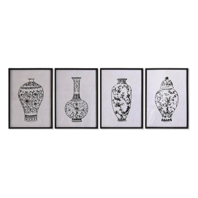 Cadre DKD Home Decor Sapin Verre Vase (50 x 70 x 2,5 cm) (4 Unités)