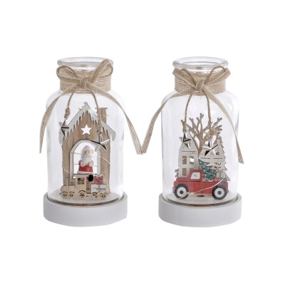Lighting decoration DKD Home Decor Christmas Natural House (2 Units) (9 x 9 x 17 cm)