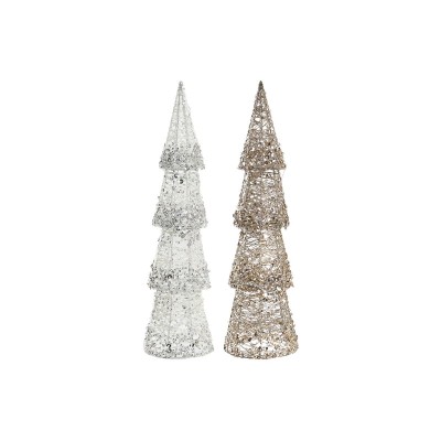 Décoration lumineuse DKD Home Decor Noël Champagne Arbre Blanc (16 x 16 x 60 cm) (2 Unités)