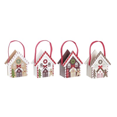 Christmas bauble DKD Home Decor Wood House (13 x 7 x 15 cm) (4 Units)