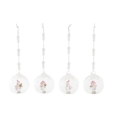 Décorations de Noël DKD Home Decor Verre Résine (7 x 6 x 8 cm) (4 Unités)