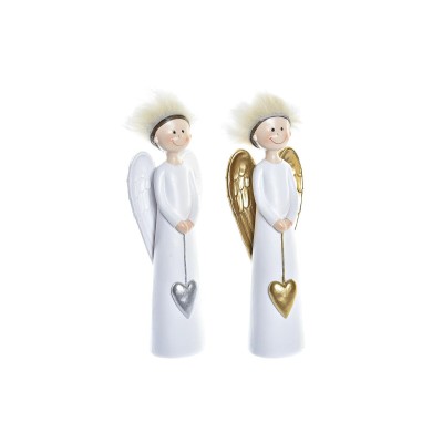 Décorations de Noël DKD Home Decor Résine Ange (7,5 x 5 x 21,5 cm) (2 Unités)