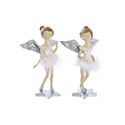 Décorations de Noël DKD Home Decor Résine Ange (11 x 9 x 17 cm) (2 Unités)