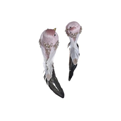 Décorations de Noël DKD Home Decor Polyester Oiseau (25 x 8 x 8 cm) (2 Unités)