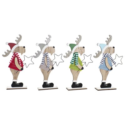 Décorations de Noël DKD Home Decor Bois Polyester Renne (5 x 22 x 41 cm) (4 Unités)