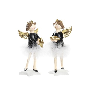 Décorations de Noël DKD Home Decor Résine Ange (8 x 9 x 20 cm) (2 Unités)