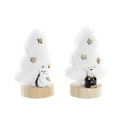 Décorations de Noël DKD Home Decor Arbre Polyester MDF Résine (12 x 8 x 15,5 cm) (2 Unités)