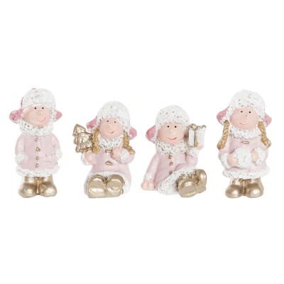 Décorations de Noël DKD Home Decor Résine Ange (3,5 x 2,5 x 4 cm) (4 Unités)