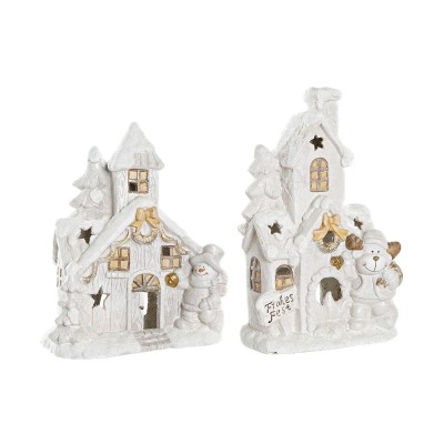 Christmas bauble DKD Home Decor House Snowfall Magnesium (38 x 21 x 45 cm) (2 Units)