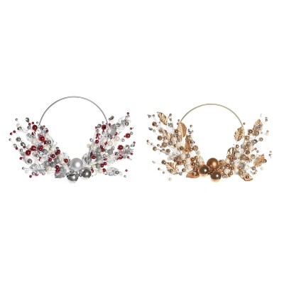 Couronne de Noël DKD Home Decor Métal Polyester (55 x 5 x 40 cm) (2 Unités)