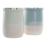 Pot for Kitchen Utensils DKD Home Decor Rubber wood Stoneware (2 pcs)