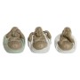 Decorative Figure Home ESPRIT White Green Buddha Oriental 10 x 9 x 10,5 cm (3 Units)