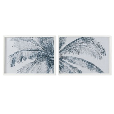 Painting Home ESPRIT Blue White Palms Mediterranean 80 x 2 x 60 cm (2 Units)