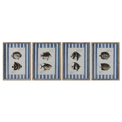 Painting Home ESPRIT Blue Fish 40 X 2,5 X 55 cm (4 Units)