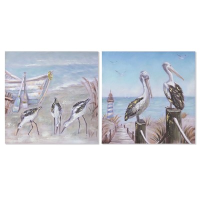 Cadre Home ESPRIT Oiseaux méditerranéen 80 x 3 x 80 cm (2 Unités)