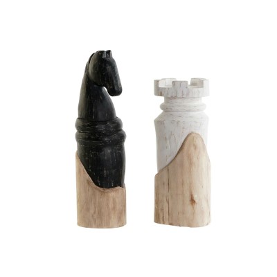 Figurine Décorative DKD Home Decor Blanc Marron Noir Pièces du jeu d'échec Loft 12 x 11 x 36 cm (2 Unités)