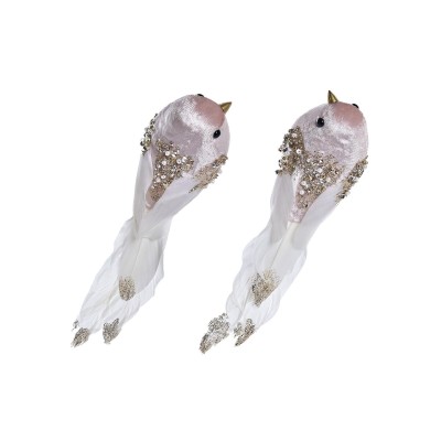 Christmas bauble DKD Home Decor Polyester Bird (22 x 7 x 8 cm) (2 Units)