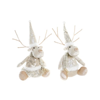Décorations de Noël DKD Home Decor Polyester Renne (19 x 18 x 38 cm) (2 Unités)