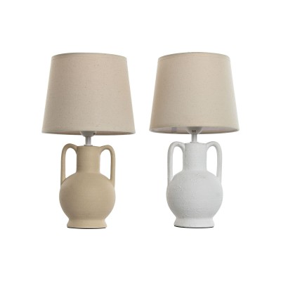 Desk lamp Home ESPRIT White Beige Ceramic 50 W 220 V (2 Units)