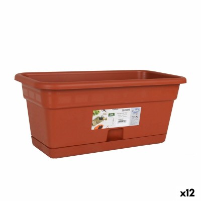 Jardinière avec support Dem Squares Rectangulaire Marron 40 x 20 cm (12 Unités)