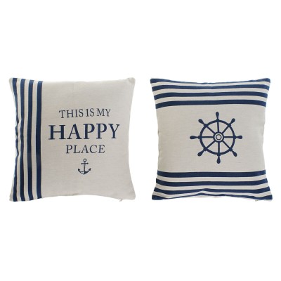 Coussin Home ESPRIT Blanc Blue marine 45 x 10 x 45 cm (2 Unités)