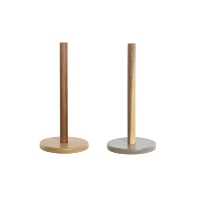Kitchen Paper holder Home ESPRIT Brown Beige Grey Acacia Dolomite 15 x 15 x 31,5 cm (2 Units)