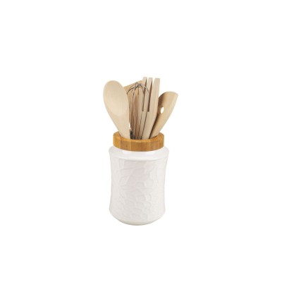 Pot for Kitchen Utensils Home ESPRIT Bamboo Porcelain 6 Pieces