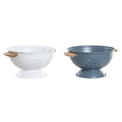 Drainer DKD Home Decor Blue White Bamboo Stainless steel 30 x 24,5 x 14 cm (2 Units)