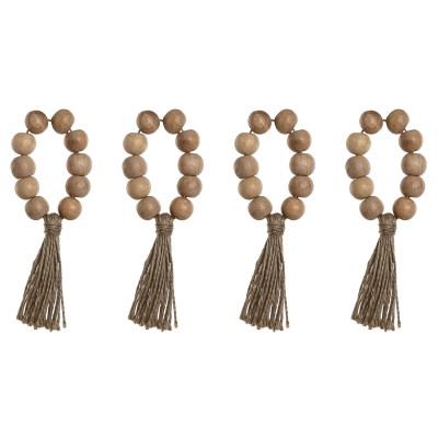 Napkin ring Home ESPRIT Natural Jute Acacia Macrame 7,5 x 2 x 7,5 cm 4 Pieces