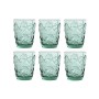 Set of glasses Home ESPRIT Turquoise Crystal Mediterranean With relief 290 ml (6 Units)