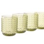 Set of glasses Home ESPRIT Green Crystal With relief 275 ml (6 Units)