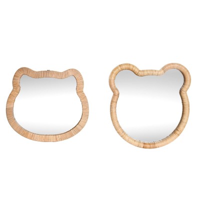 Wall mirror Home ESPRIT Natural 40 x 3 x 42 cm 40 x 3 x 43 cm (2 Units)