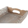 Set of trays Home ESPRIT White Natural Indian Man Stripped 40,5 x 25,5 x 6,5 cm (2 Units)