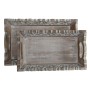 Set of trays Home ESPRIT White Natural Indian Man Stripped 40,5 x 25,5 x 6,5 cm (2 Units)