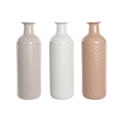 Vase DKD Home Decor Terracotta Light mauve Light Pink Dolomite 13 x 13 x 41 cm (3 Units)