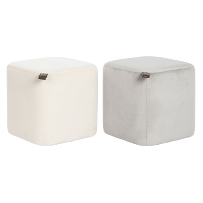 Footrest DKD Home Decor Yellow Blue Beige Grey Scandi 35 x 35 x 35 cm (2 Units)