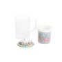 Cup with Tea Filter DKD Home Decor Multicolour Orange Tile Arab 300 ml (2 Units)