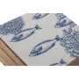 Jewelry box Home ESPRIT Blue White Natural Mango wood 18 x 17 x 8,5 cm (2 Units)