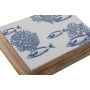 Jewelry box Home ESPRIT Blue White Natural Mango wood 25 x 17,5 x 8 cm (2 Units)