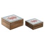 Jewelry box Home ESPRIT Multicolour Mango wood 17,5 x 17,5 x 8 cm (2 Units)