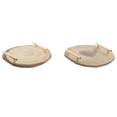 Centerpiece Home ESPRIT Brown Golden 30 x 30 x 4 cm (2 Units)