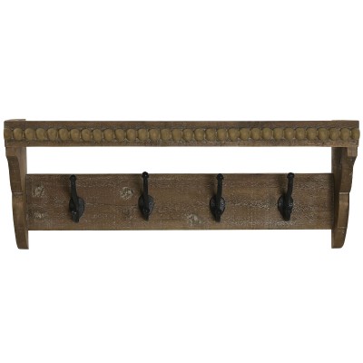 Wall mounted coat hanger Home ESPRIT Brown Black Wood Metal 67 x 17 x 27 cm